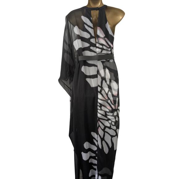 NWT Halston Heritage Sz 2 Asymmetrical Overlay Winged $595 Formal Maxi Dress - Picture 8 of 14